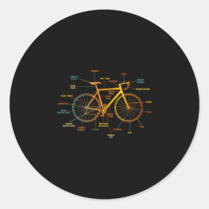 Anatomie eines Fahrrads - Fahrradteile  Runder Aufkleber