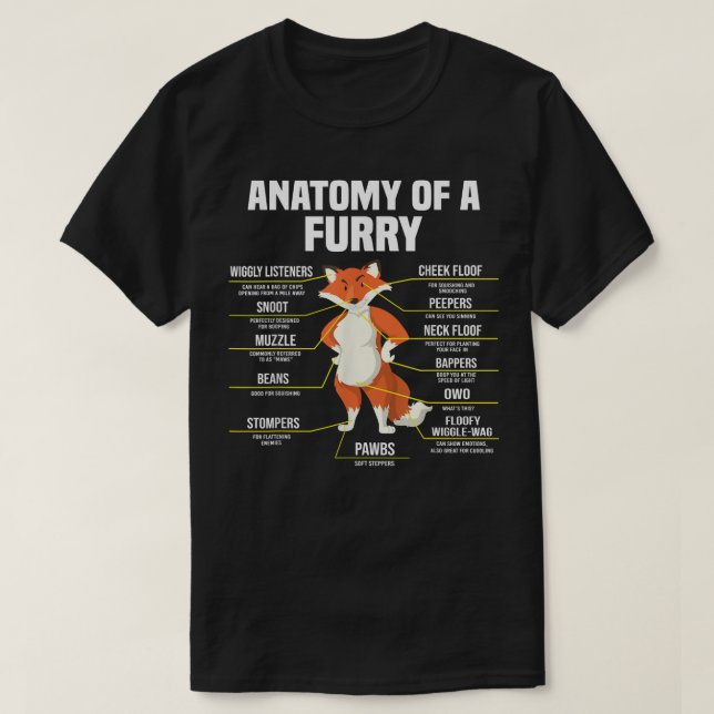 Anatomie eines Furry Fandom Furries Niedlich süß s T-Shirt (Design vorne)