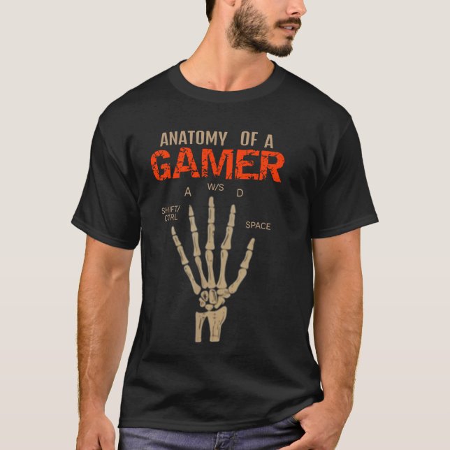 Anatomie eines Gamer Skeleton Hand Keyboard T - Sh T-Shirt (Vorderseite)