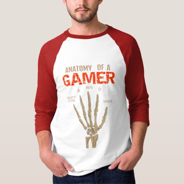 Anatomie eines Gamer Skeleton Hand Keyboard T - Sh T-Shirt (Vorderseite)