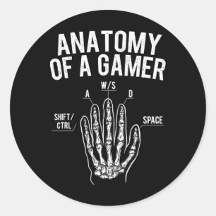 Anatomie eines Gamers - Gaming Video Game Lover Co Runder Aufkleber