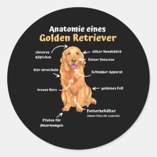 Anatomie eines Golden Retriever Sweet Hunde Funny Runder Aufkleber