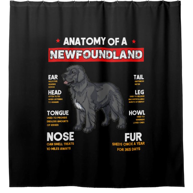 Anatomie eines Hundes in Neufundland Duschvorhang (Vorderseite)