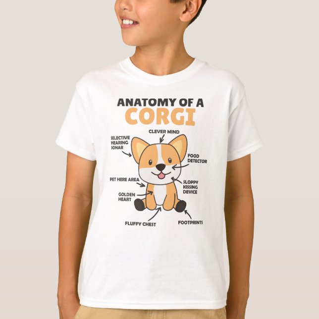 Anatomie eines korgischen Niedlichen Hundes Funny  T-Shirt (Vorderseite)