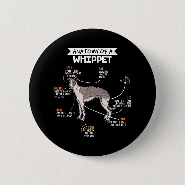 Anatomie eines lustigen Hundeliebhabers Button (Vorderseite)