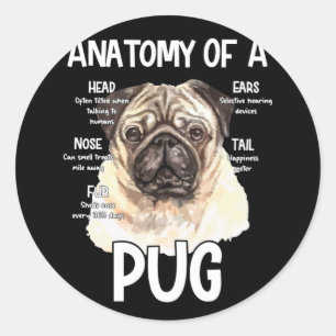 Anatomie eines Mops für Hundeliebhaber Runder Aufkleber