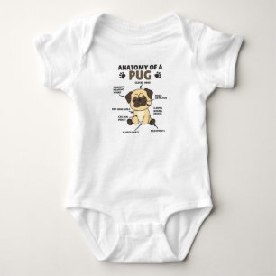 Anatomie eines Mops süße Hunde Funny Puppy Baby Strampler