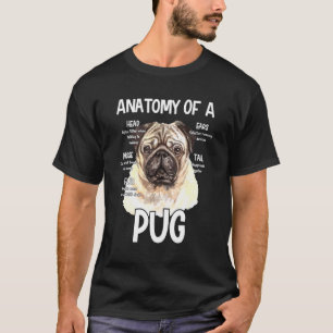 Anatomie eines Mopses für Hundekopfgeräusch Ohr T-Shirt