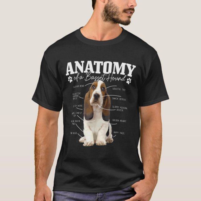 Anatomie eines Niedlichen Mama-Vaters eines Basset T-Shirt (Vorderseite)