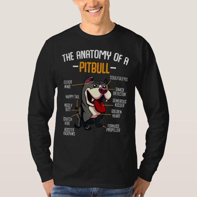 Anatomie eines Pitbull Funny Pitbull T-Shirt (Vorderseite)