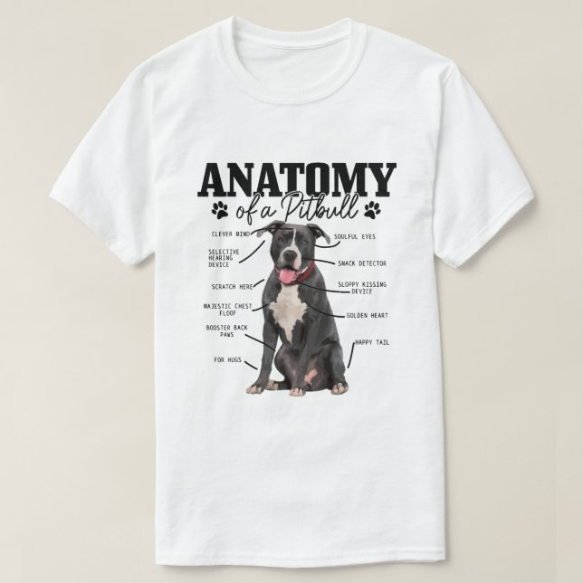 Anatomie eines Pitbull Hundes Niedliche Pitbulle M T-Shirt (Design vorne)