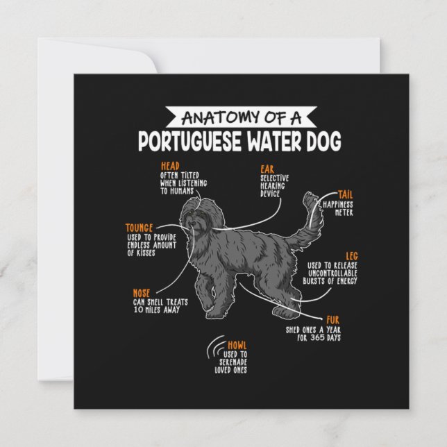 Anatomie eines portugiesischen Wasserhundes-Gesche Einladung (Vorderseite)
