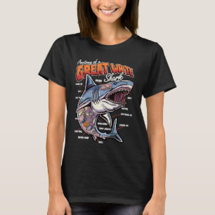 Anatomie eines Weißen Haifisches Hai Lehrreich T-Shirt