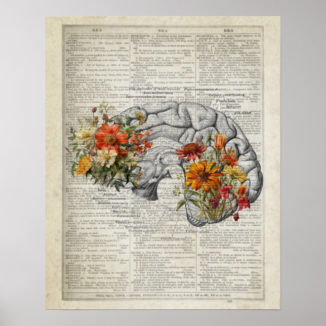 Anatomie Gehirn Blumenwörterbuch Kunstsammlung Poster (Vorne)