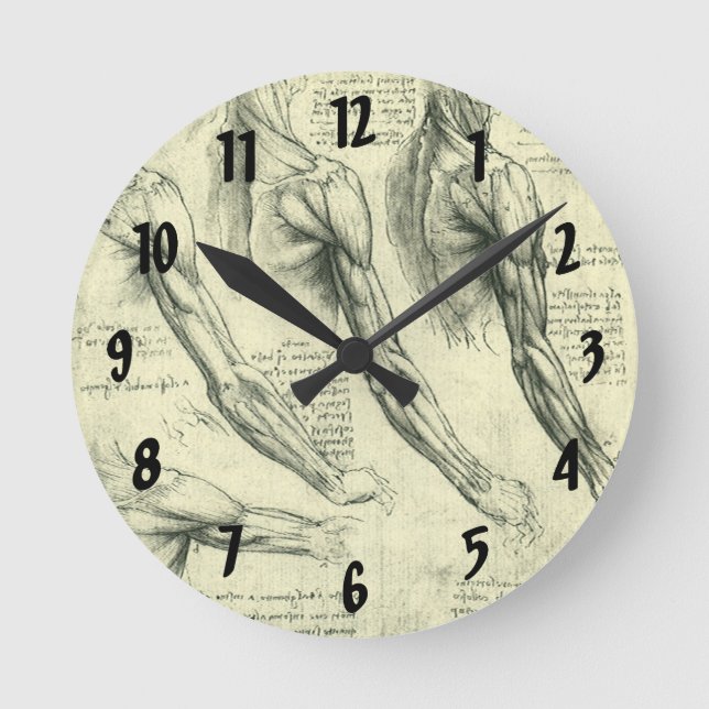 Anatomie von Leonardo da Vinci Runde Wanduhr (Vorderseite)