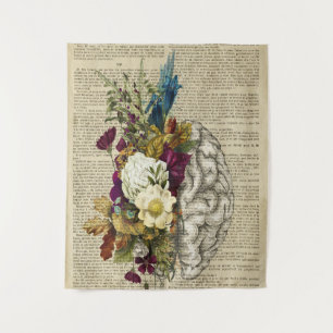 Anatomieplakat für das Blumengehirn Wandteppich