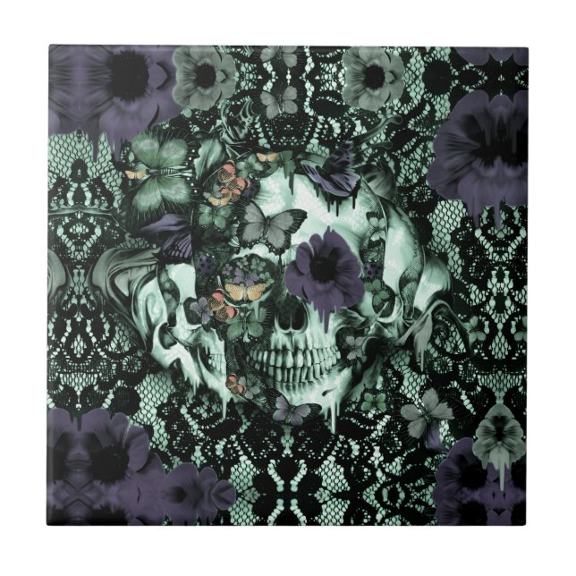 Anatomisch falsch, Mohnblumenschädel Fliese (Vorderseite)