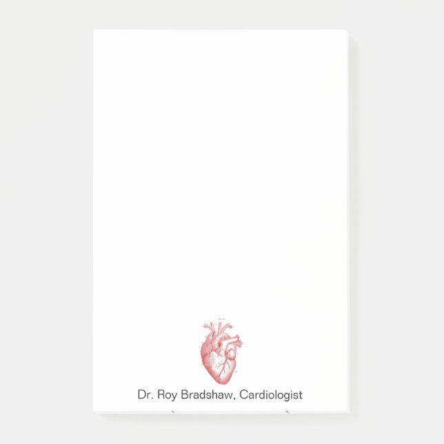 Anatomische Darstellung des roten Herzens Medical Post-it Klebezettel (Vorderseite)