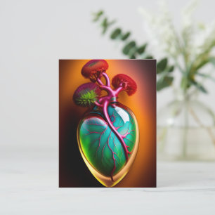 Anatomische Glas-Herz-Digitalkunst-Postkarte Postkarte