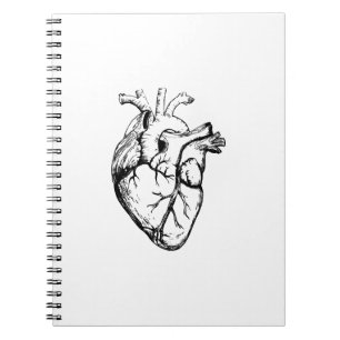 Anatomische Herz-Vintage-Linienkunst Notizblock