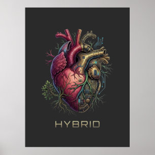 Anatomische Hybrid-Herz-Mainboard-Schaltung Poster