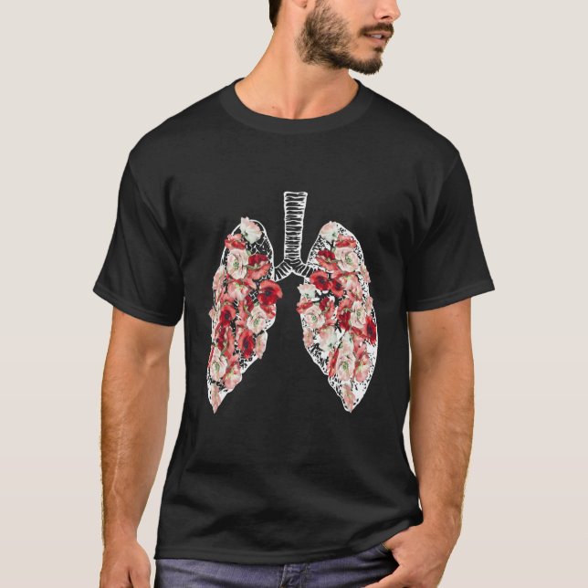Anatomische Lungen und Blume T-Shirt (Vorderseite)