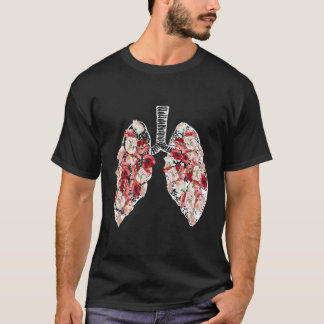 Anatomische Lungen und Blume T-Shirt