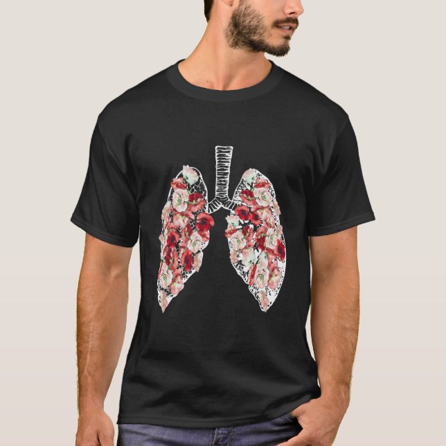 Anatomische Lungen und Blume T-Shirt (Vorderseite)