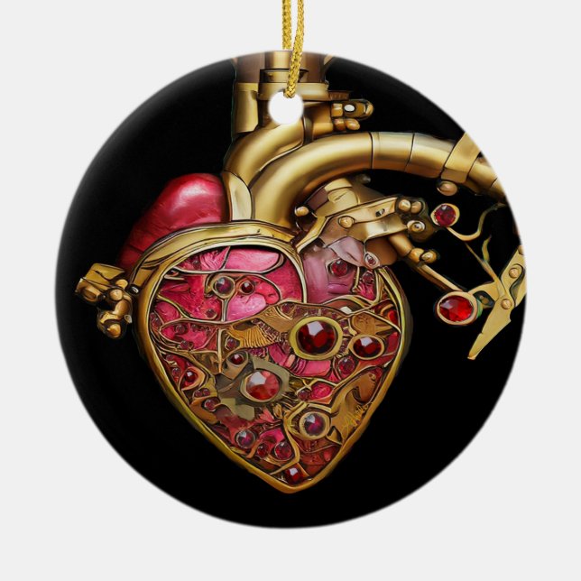 Anatomische Röhrchen und Geere aus Steampunkherz Keramik Ornament (Vorne)