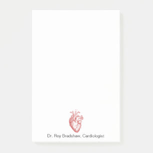 Anatomische rote Herzabbildung medizinisch Post-it Klebezettel