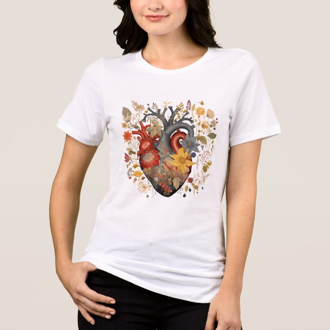 Anatomisches Blumenherz" T - Shirt der Frauen (Vorderseite)