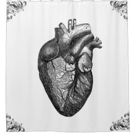 Anatomisches Herz-Diagramm Goth Schwarzes Duschvorhang
