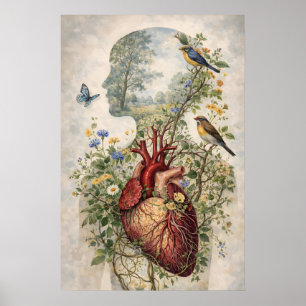 Anatomisches Herz Geist Poster, Botanische Anatomi Poster