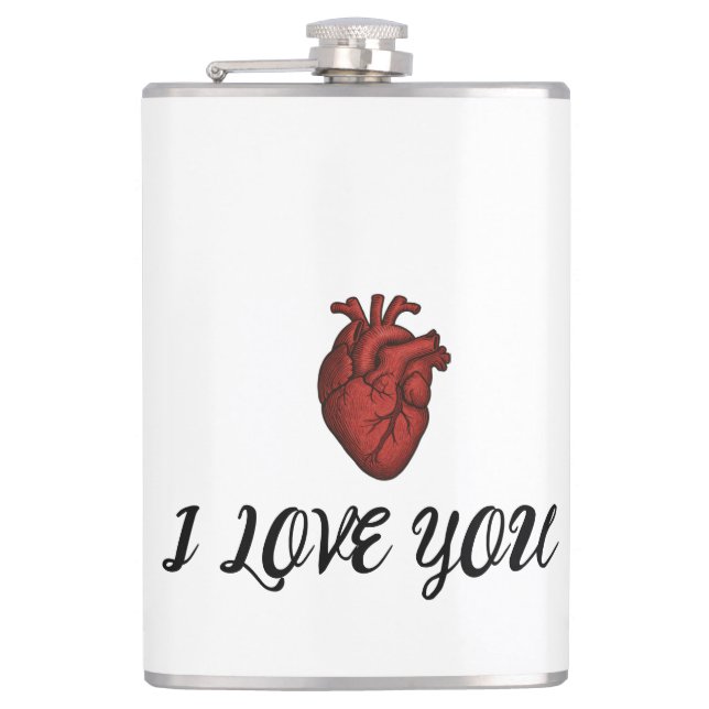 Anatomisches Herz "Ich liebe dich"  Flachmann (Vorderseite)