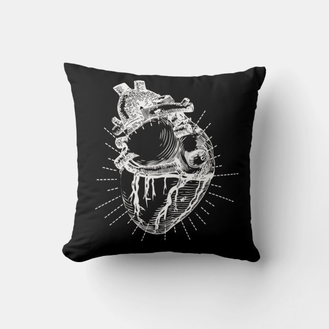 Anatomisches Herz-Illustrations-Wurfs-Kissen Kissen (Vorderseite)