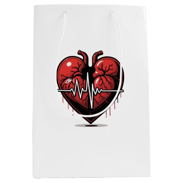 Anatomisches Herz mit Lebensstil Mittlere Geschenktüte (Vorderseite)