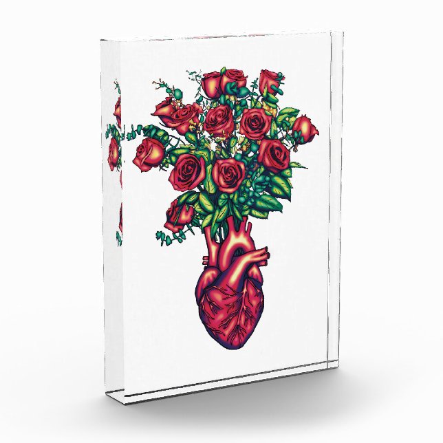 Anatomisches Herz mit Rose, Herzkrieger Fotoblock (Links)
