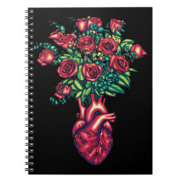 Anatomisches Herz mit Rose, Herzkrieger Notizblock