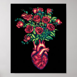 Anatomisches Herz mit Rose, Herzkrieger Poster