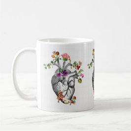 Anatomisches Herz und Blume Anatomischer Herzprin Kaffeetasse