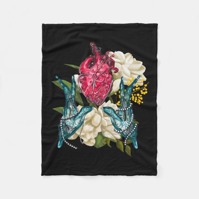 Anatomisches Herz und Blume Doktor Valentin Fleecedecke (Vorderseite)