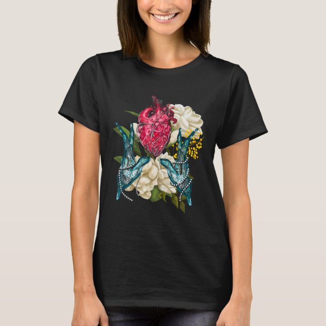 Anatomisches Herz und Blume Doktor Valentin T-Shirt (Vorderseite)