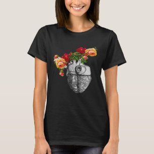 Anatomisches Herz und Blume zeigen Ihre Liebe Frau T-Shirt