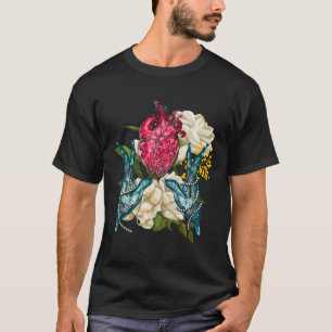 Anatomisches Herz und Blumen Doktor Valentine T-Shirt