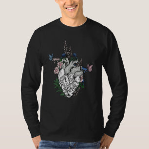 Anatomisches Herz und Blumen Krankenschwester Arz T-Shirt