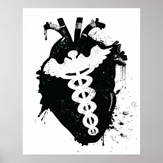 Anatomisches Herz von Caduceus Poster (Vorne)