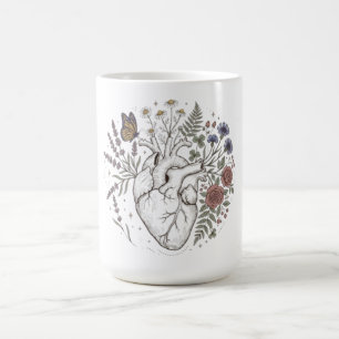 Anatomisches Herz Wildblumen Bouquet Ästhetik Kaffeetasse