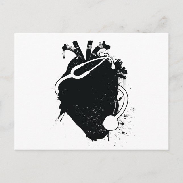 Anatomisches Herzstethoskop Postkarte (Vorderseite)