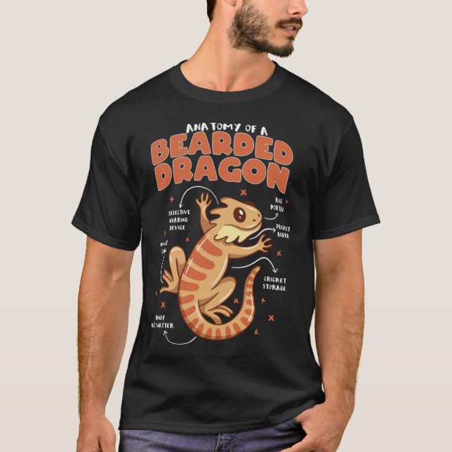 Anatomy of a Bearded Dragon Beardie Herpetology T-Shirt (Vorderseite)