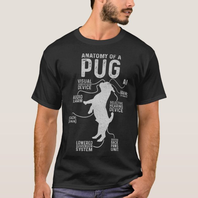 Anatomy Of A Pug  Pug  Mama Graphic T-Shirt (Vorderseite)